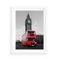 Plakat w ramie 50x70 - Autobusy w tętniącym życiem Londynie - Londyn, autobus - rama biała