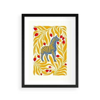 Plakat w ramie 50x70 - Zebra w Nowoczesności - abstrakcyjna nowoczesna grafika, pośrodku zebra - rama czarna