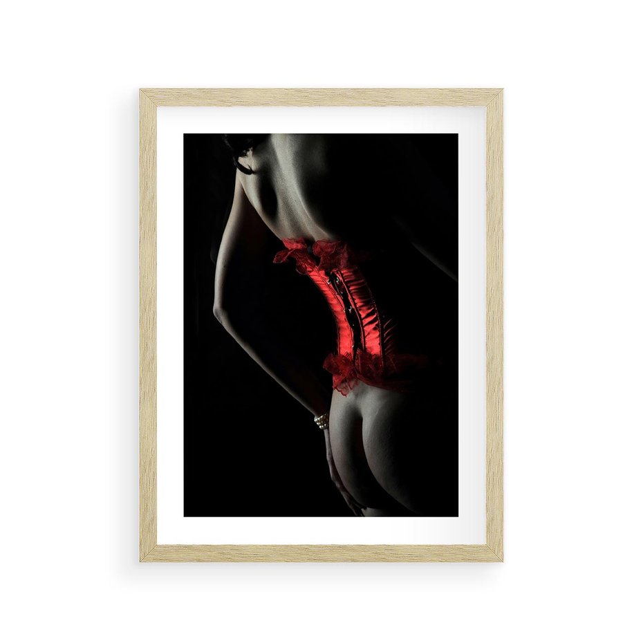 Plakat w ramie 30x40 - Piękno i Siła - akt, kobieta - rama drewno