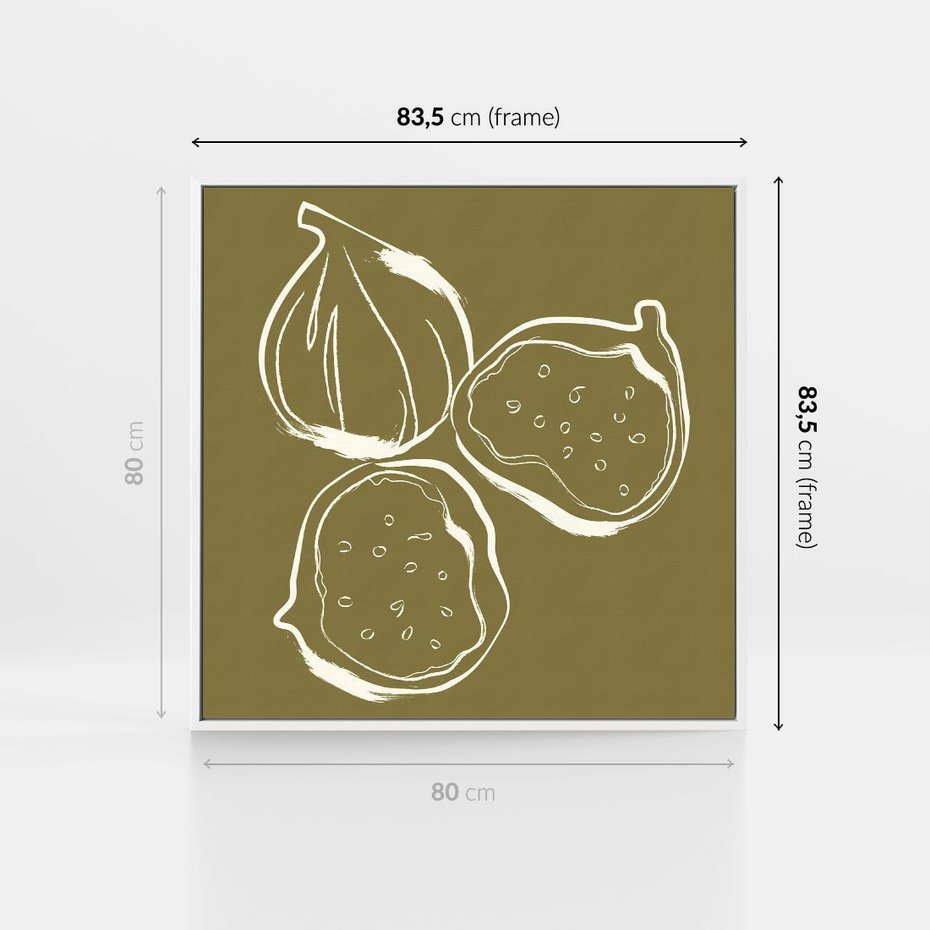 Obraz w ramie 80x80 - Podróżne Barwy - figi, minimalistyczny styl - rama biała