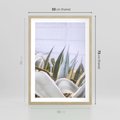Plakat w ramie 50x70 - Sukulentowe liście - liście, sukulenty - rama drewno