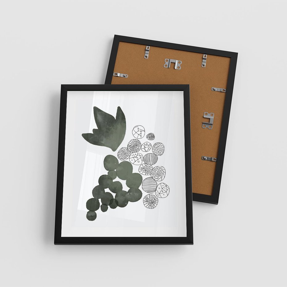 Plakat w ramie 40x50 - Grono Abstrakcji - minimalistyczny plakat, winogrona - rama czarna