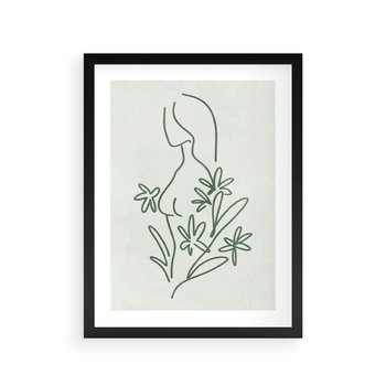 Plakat w ramie 40x50 - Odbicia Zielonego Raju - zielony odcień, abstrakcja - rama czarna