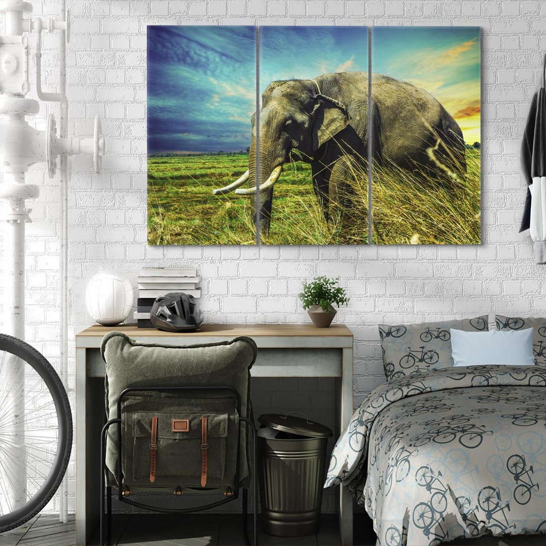 Obraz na płótnie 120x80 - Słoń w sawannie: Spotkanie z dziką przyrodą - słoń, sawanna