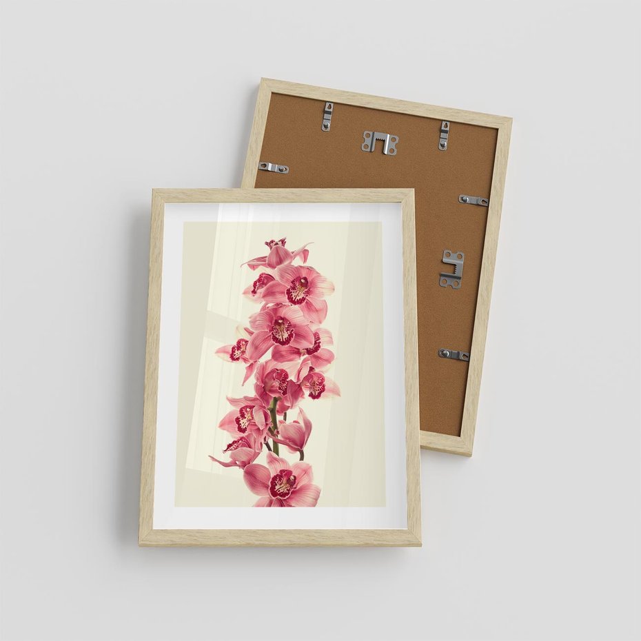 Plakat w ramie 30x40 - Orchidea w spa - relaks - orchidea, spa - rama drewno