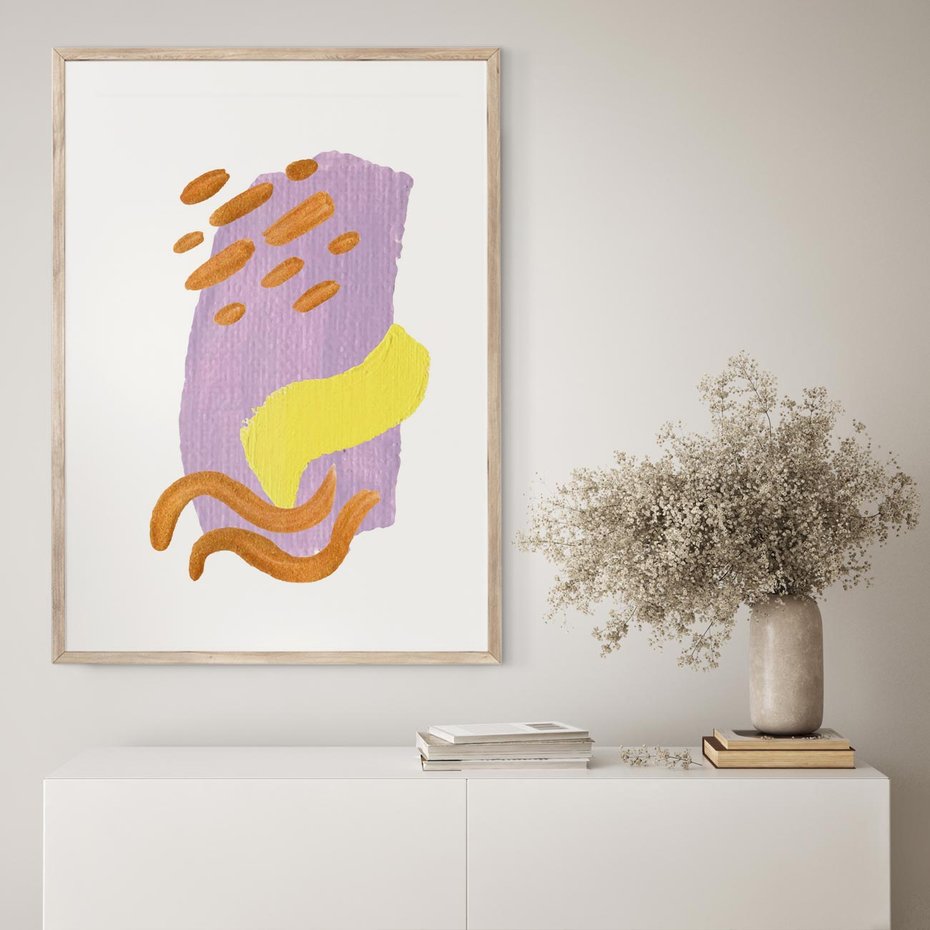 Plakat w ramie 40x50 - Kolorowe Pastelowe Spektrum - akwarela, minimalizm - rama drewno