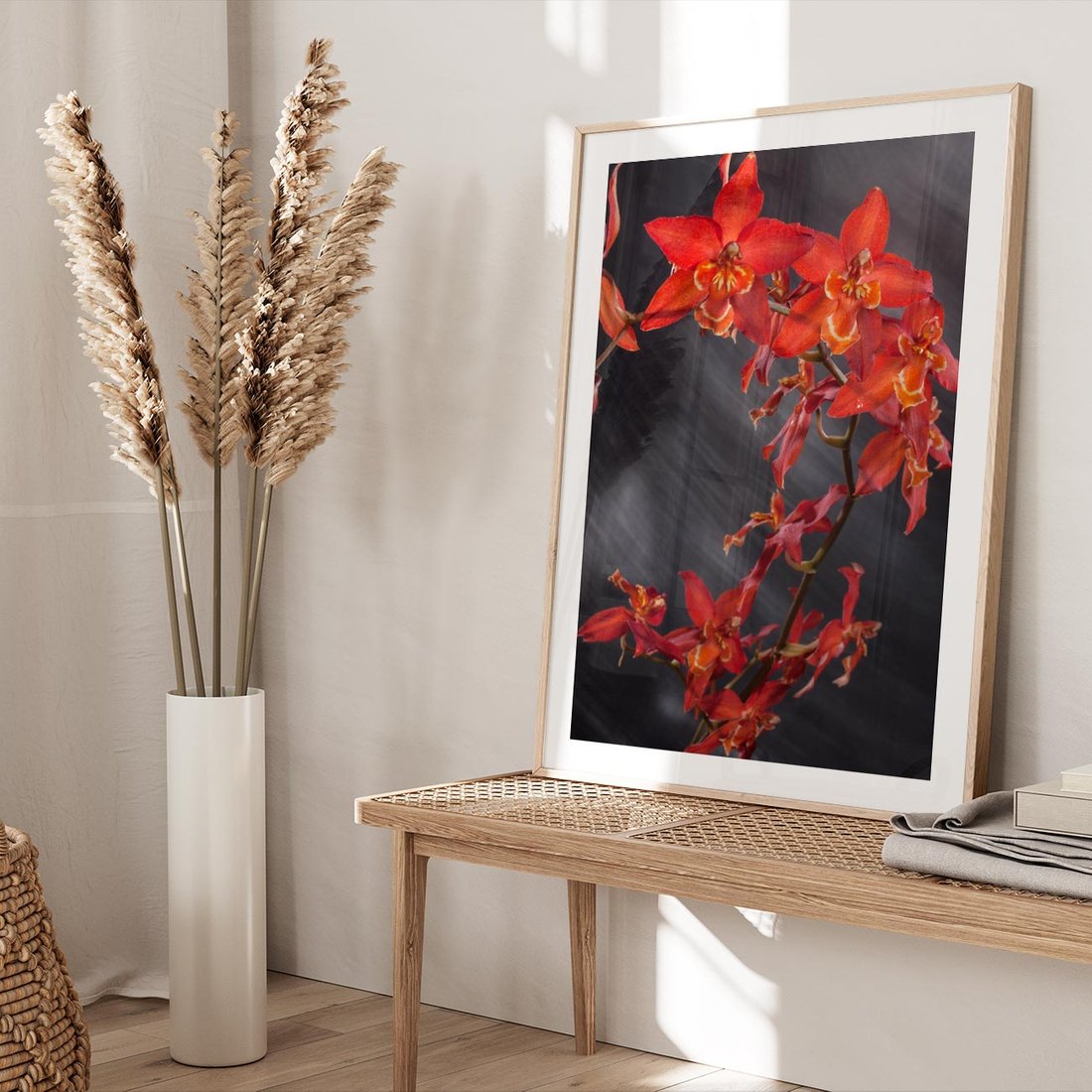 Plakat w ramie 50x70 - Kolorowy Raj - kwiaty, tropikalne - rama drewno