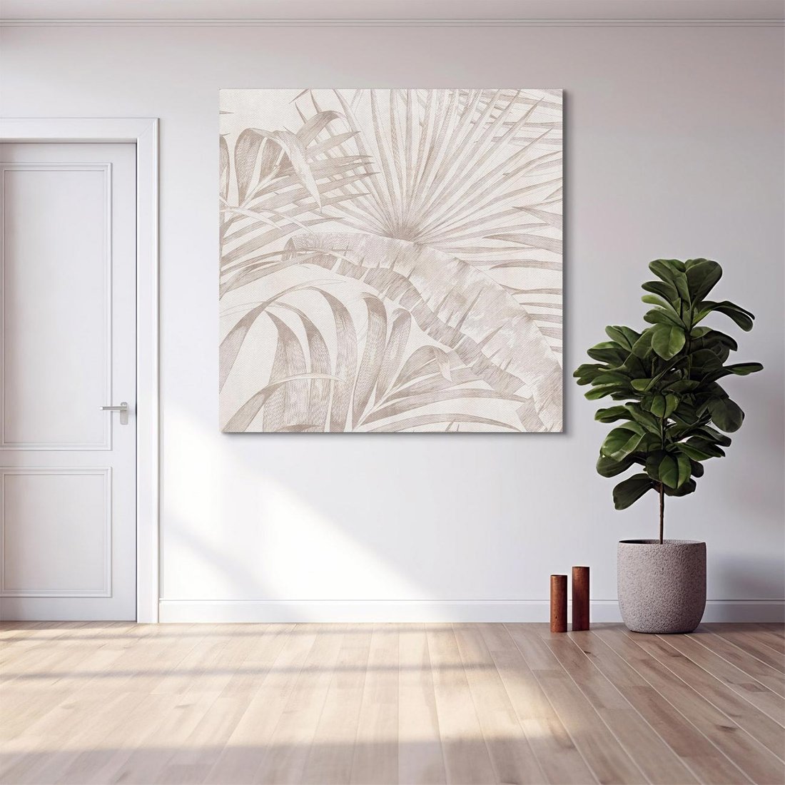 Obraz na płótnie 50x50 - Odsłonięte liściowe wspomnienia - monochromatyczne, kolory sepii