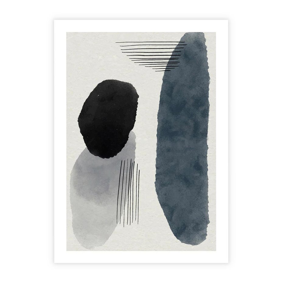 Plakat bez ramy 30x40 - Abstrakcyjna Gra Szarości - abstrakcyjna grafika, akwarela