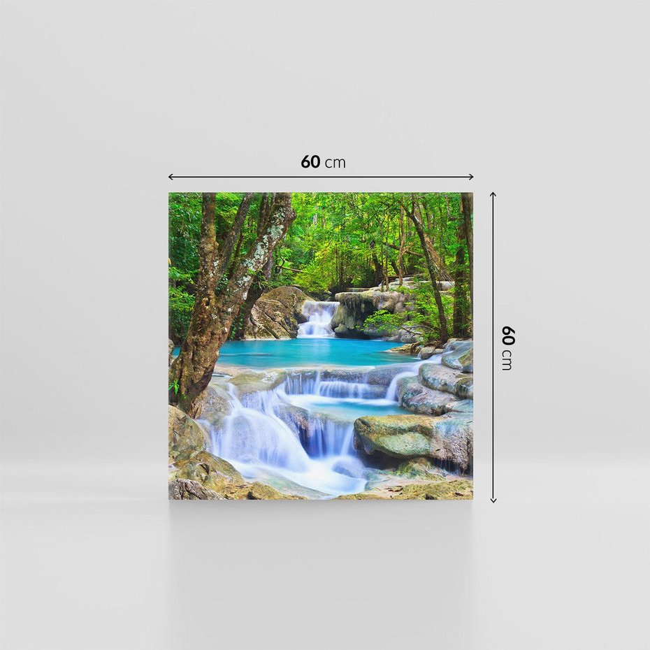 Obraz na płótnie 60x60 - Siła Rzeki i Urok Wodospadu - rzeka, wodospad