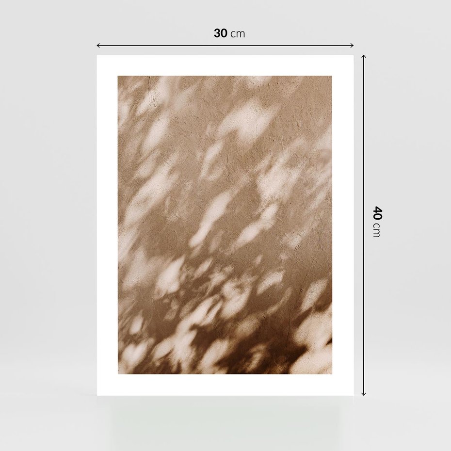 Plakat bez ramy 30x40 - Abstrakcyjna Kompozycja: Cień na Ścianie - cień na ścianie, beżowe kolory