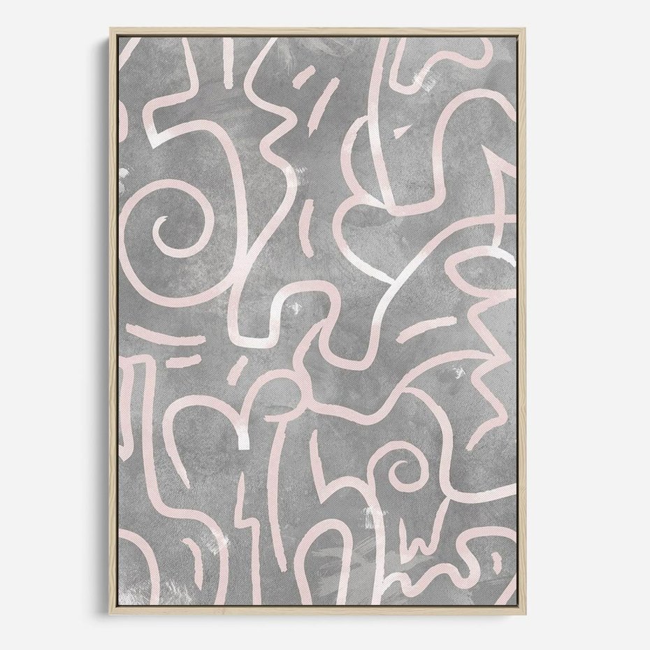 Obraz w ramie 80x120 - Sploty odblasków i zawirowań - abstrakcyjne rysunki, wzorek - rama drewno