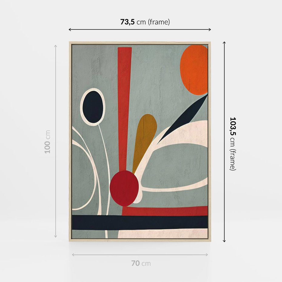 Obraz w ramie 70x100 - Harmonia Kolorowych Impulsów - abstrakcyjny obraz olejny, dziwne formy - rama drewno