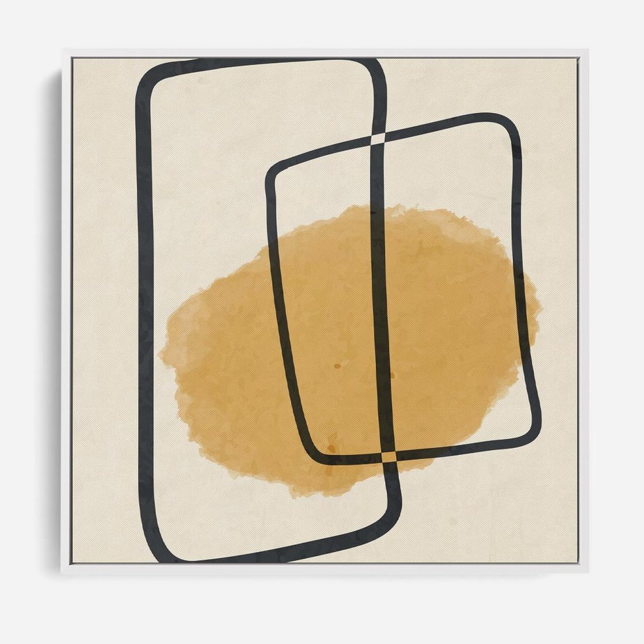 Obraz w ramie 50x50 - Rozkwitające Formy - abstrakcyjne nieregularne kształty, minimalistyczny plakat - rama biała