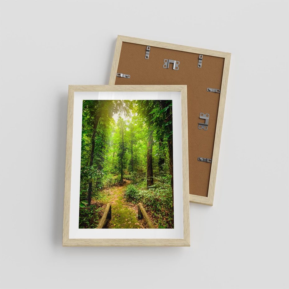 Plakat w ramie 30x40 - Współistnienie z naturą - drzewa, las - rama drewno