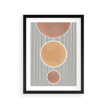 Plakat w ramie 40x50 - Taniec Linii - abstrakcyjna nowoczesna sztuka, koła okręgi - rama czarna