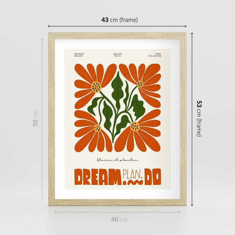 Plakat w ramie 40x50 - Księga Abstrakcji - sztuka nowoczesna, kolorowe kwiaty - rama drewno