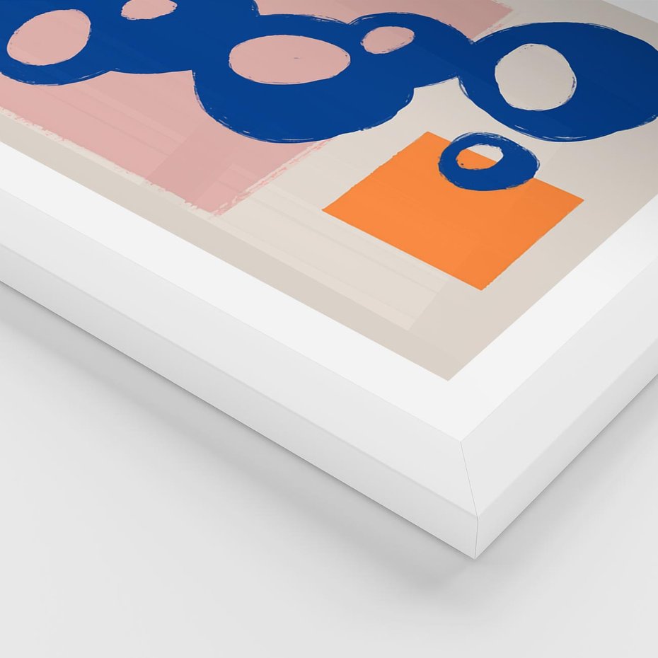 Plakat w ramie 30x40 - Migocące Plamiste Echa - abstrakcja, nowoczesny plakat - rama biała