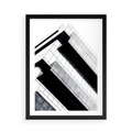 Plakat w ramie 50x70 - Nowoczesna Surowość: Wieżowiec na Czarno-Białej Grafice - architektura, wieżowiec - rama czarna