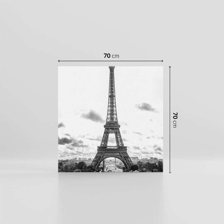 Obraz na płótnie 70x70 - Wieża Eiffla - czarno białe zdjecie, wieża eiffla