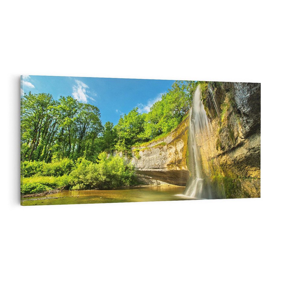 Obraz na płótnie 100x50 - Wodospad: Skały w ruchu - wodospad, las