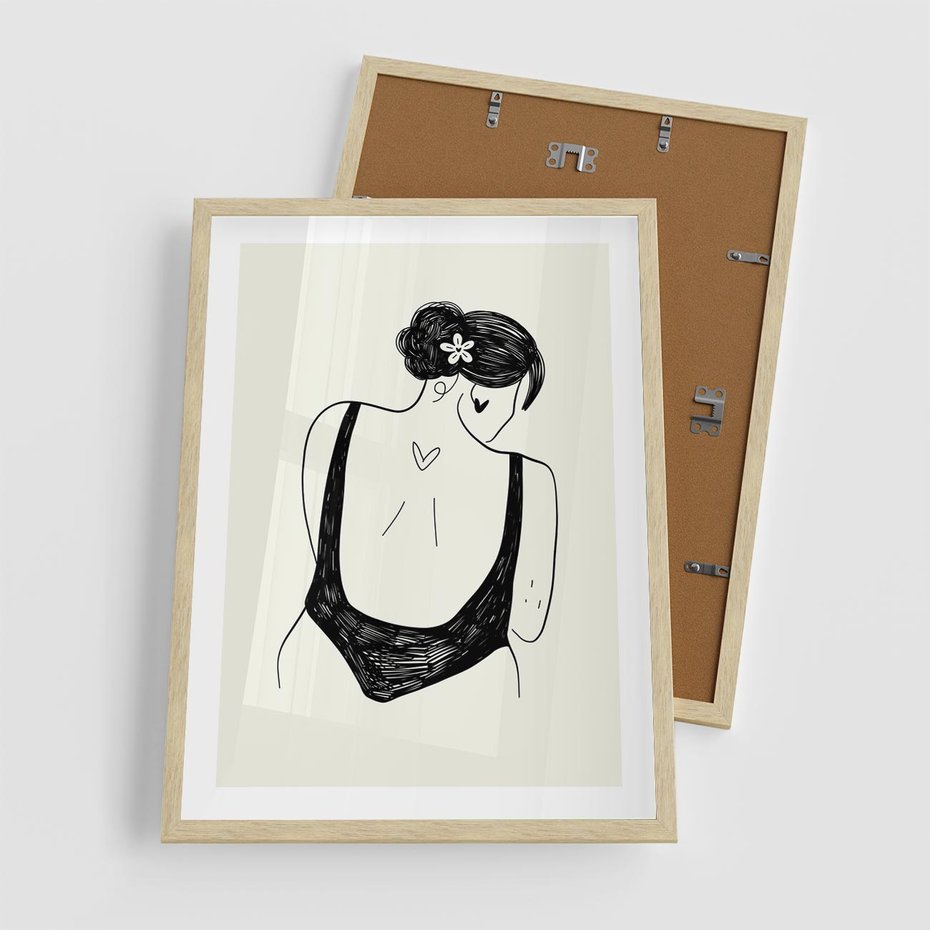 Plakat w ramie 50x70 - Echa Piękna - piękno kobiecego ciała, kobieta - rama drewno