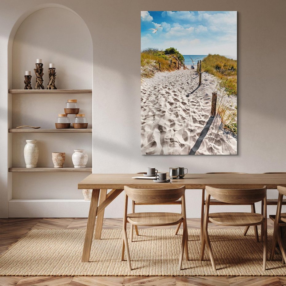 Obraz na płótnie 80x120 - Mewy nad Morzem - plaża, mewy