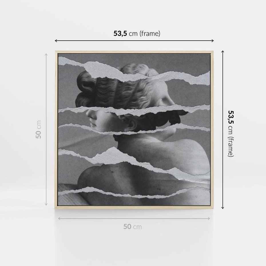 Obraz w ramie 50x50 - Kolaż z Antyczną Rzeźbą - antyczna rzeźba, kolaż ze zdjęć - rama drewno