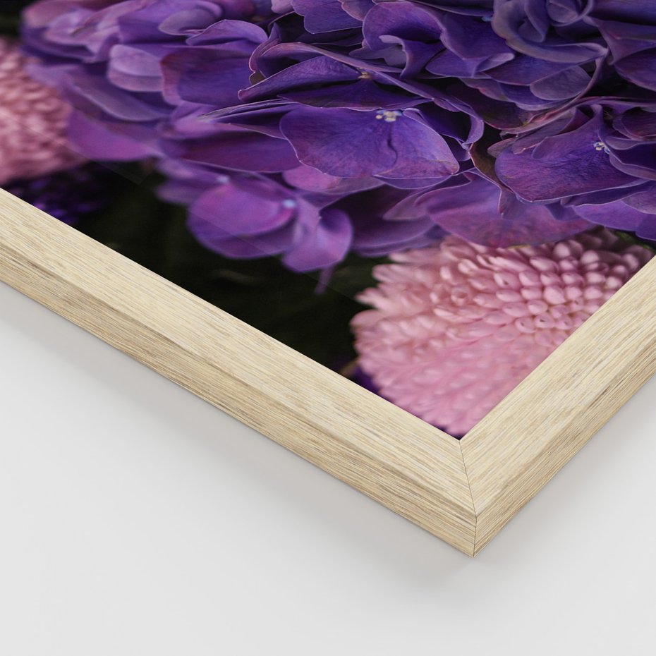 Zestaw obrazy w ramie 40x50 galeria - Fiolet, kwiaty, hortensja, wrzosy - rama drewno