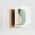 Plakat w ramie 40x50 - Granice Akwareli - abstrakcyjny minimalistyczny obraz, zielona papryczka - rama biała