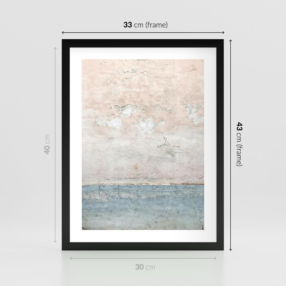 Plakat w ramie 30x40 - Obraz Starej Ściany z Delikatnymi Odcieniami - ściana, stara ściana - rama czarna