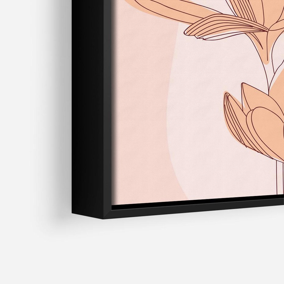 Obraz w ramie 50x50 - Przenikające Kształty - minimalistyczny plakat, pudrowe kwiaty - rama czarna