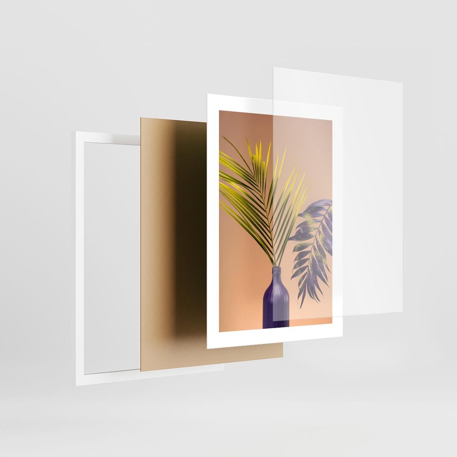 Plakat w ramie 30x40 - Delikatne Piękno - palma, pastele - rama biała