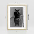 Plakat w ramie 30x40 - Kocie Oczy - kot, czarno białe zdjęcie - rama drewno