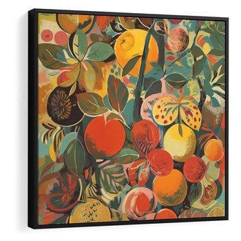 Obraz w ramie 50x50 - Księga Surrealnych Wyobrażeń - abstrakcyjny obraz owoców, jak picasso - rama czarna