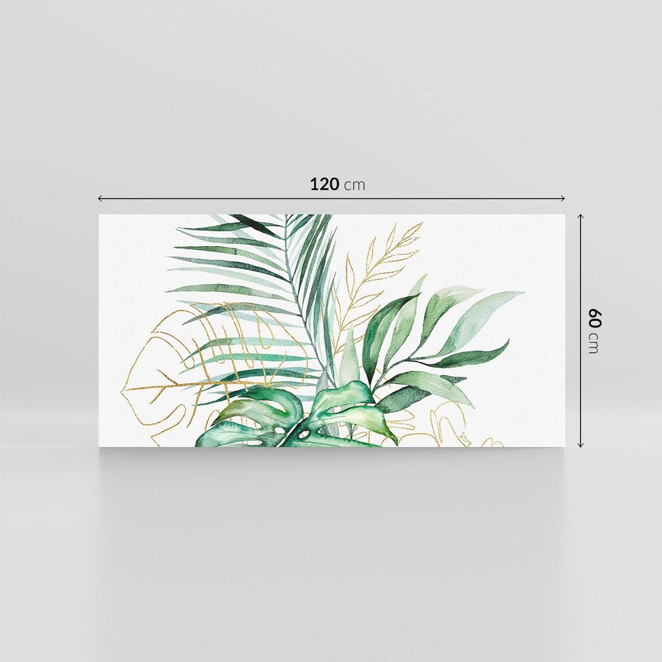 Obraz na płótnie 120x60 - Luksus w Detalu - złote, liście