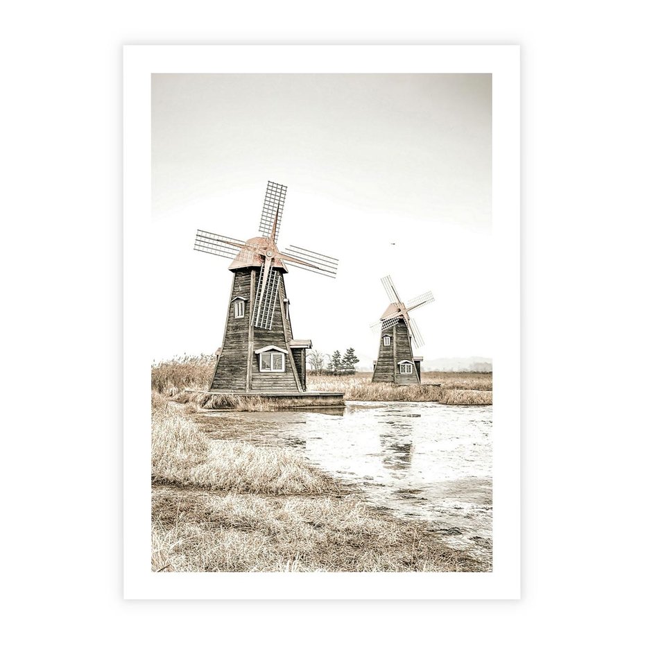 Plakat bez ramy 21x30 - Wiejskie Młyny: Rustykalna Fotografia - młyny, rustykalna fotografia