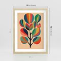 Plakat w ramie 30x40 - Harmonia Rozplątanych Form - abstrakcyjny kolorowy tęczowy obraz, inspiracje roślinne - rama drewno