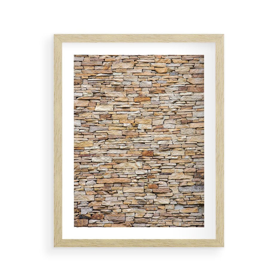 Plakat w ramie 40x50 - Mur z cegieł - surowa elegancja - mur, cegły - rama drewno