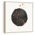 Obraz w ramie 50x50 - Wibracje Kolorów - abstrakcyjna czarna plama, rozsiane pomarańczowe kropki - rama drewno