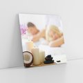 Obraz na płótnie 40x40 - Kokos, świece i kwiaty w SPA - kokos, świece