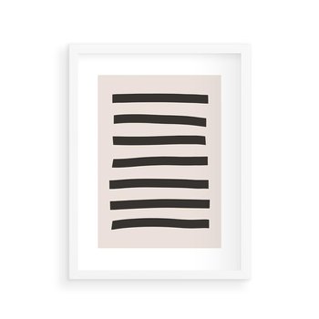 Plakat w ramie 40x50 - Strukturalna Rewolucja Form - minimalizm, czarne pasy - rama biała