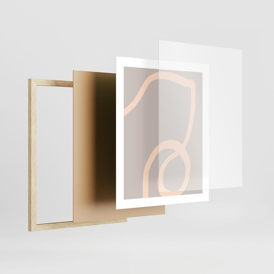 Plakat w ramie 40x50 - Wystylizowana Rewolucja - minimalistyczny obraz, nowoczesny - rama drewno