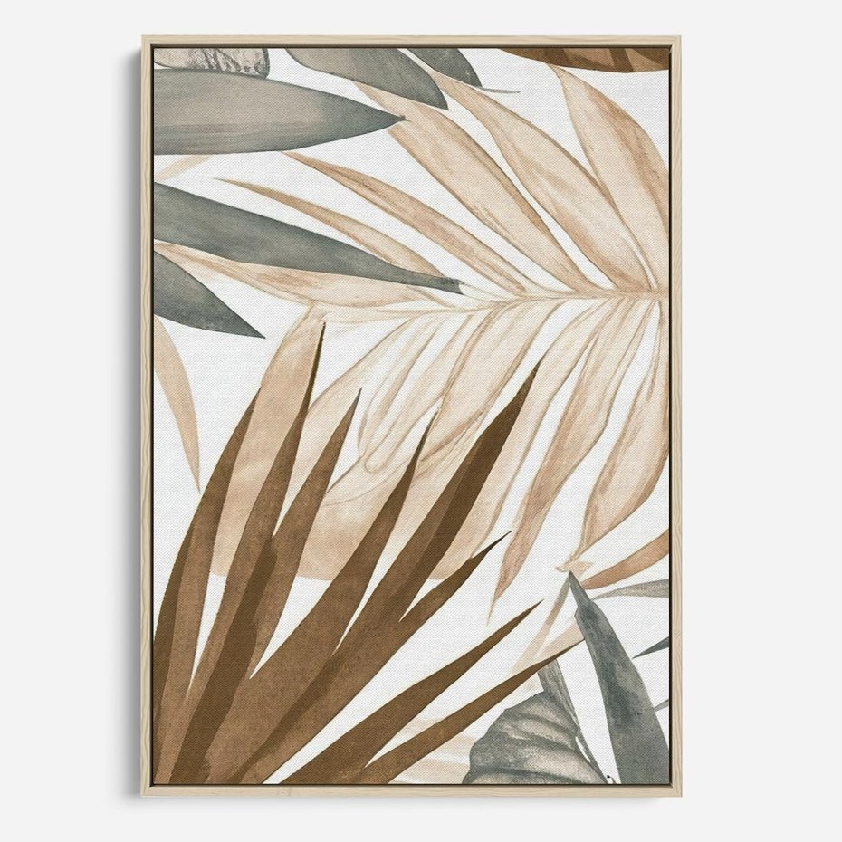 Obraz w ramie 80x120 - Liście w Akwareli - akwarela, malowane liście - rama drewno