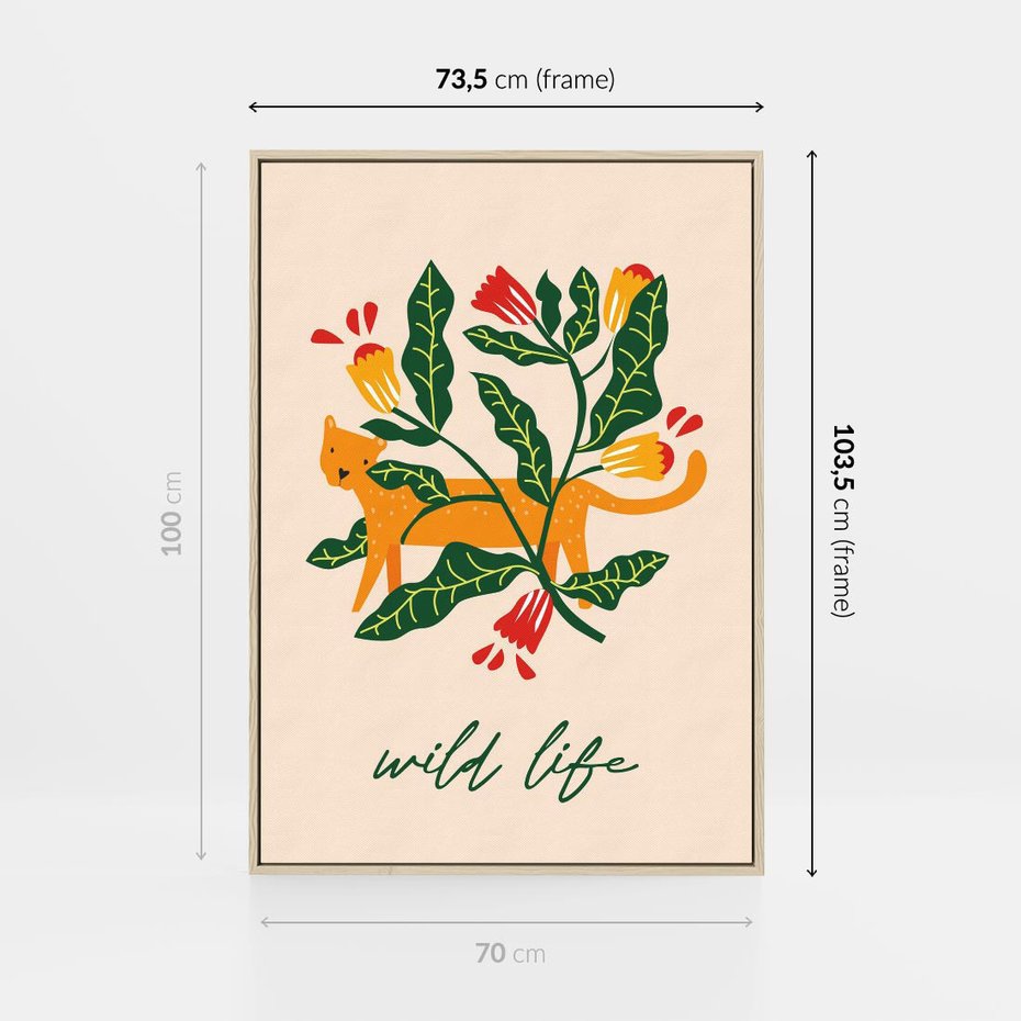 Obraz w ramie 70x100 - Tygrys w Kwiatach - tygrys, plakat - rama drewno