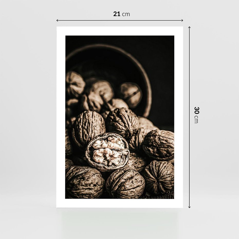 Plakat bez ramy 21x30 - Orzechy Włoskie w Sepii - orzechy włoskie, fotografia retro