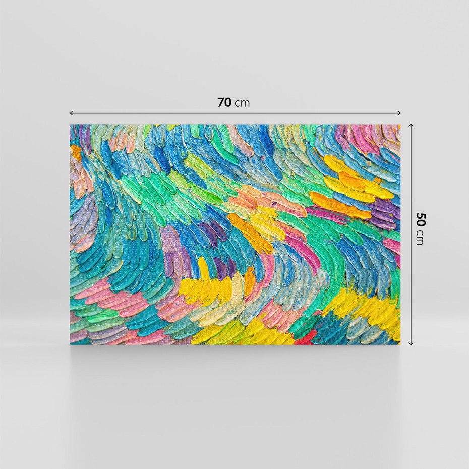 Obraz na płótnie 70x50 - Egzotyczne Pióra - abstrakcyjne dzieło, farby olejne