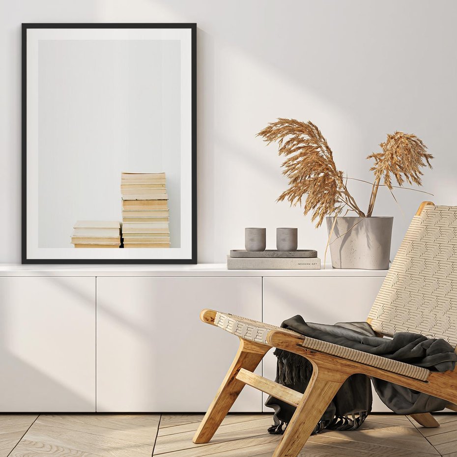 Plakat bez ramy 21x30 - Stos Zakurzonych Opowieści - stos książek, ksiązki na stosie