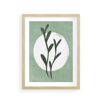 Plakat w ramie 30x40 - Kształty Zielonego Ukojenia - zielony plakat, roślinne motywy - rama drewno
