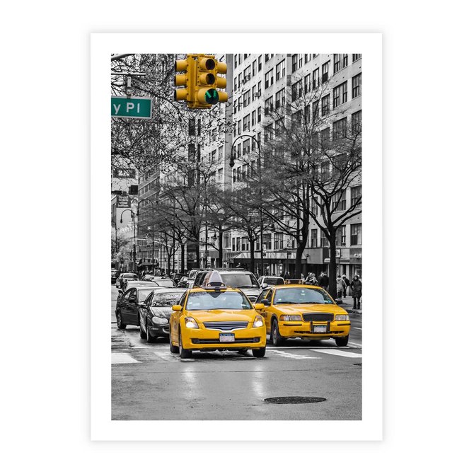 Plakat bez ramy 21x30 - Taksówki w Nowym Jorku - taksówki, Nowy Jork